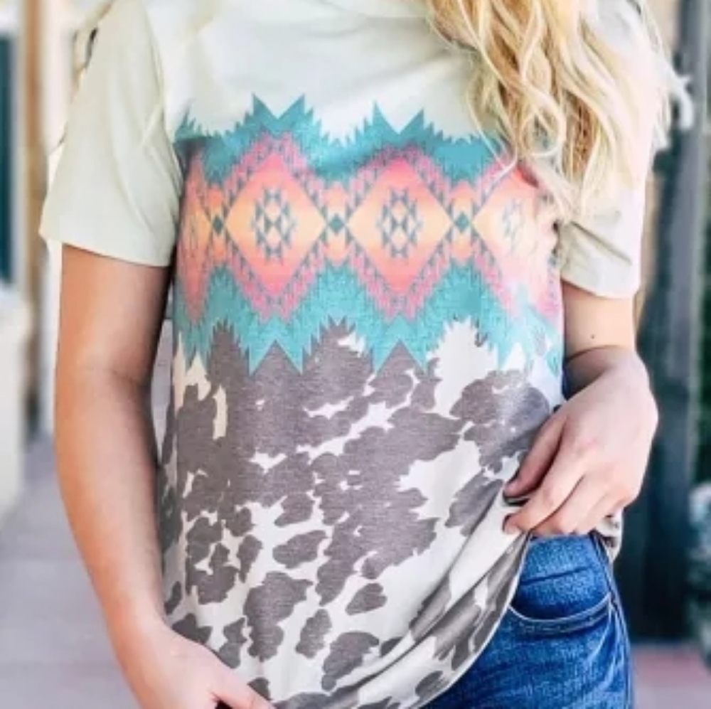 NWT Cow Print Aztec Western Shirt - Picture 4 of 7